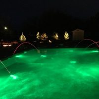 color changing LED lights, green pool light, water feature
